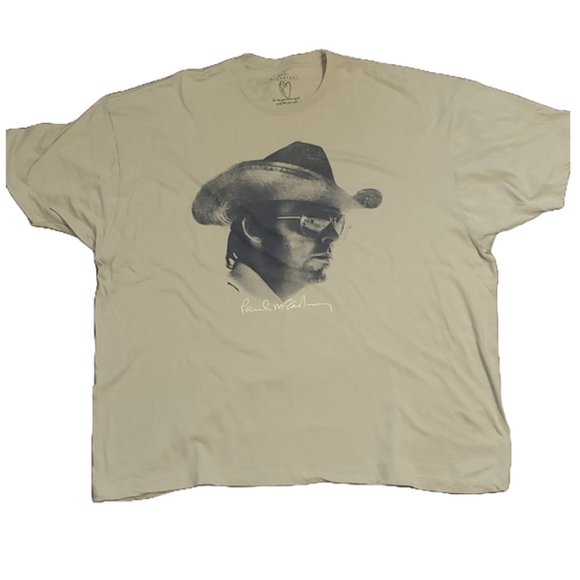 Beatles Paul McCartney Men's Cowboy Hat Tan T-Shirt SZ 3XL - Picture 1 of 4